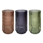 Glass Vase with Stripe Pattern 25cm - assorted colours